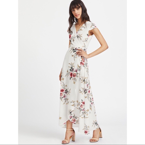 Floral Side Slit Wrap Maxi Dress - Picture 3 of 6